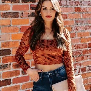 NWOT Elio Velvet Burnout Crop Top